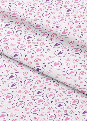 Tecido Cotton Estampa Digital Mensagem de Amor 1,60m de Largura
