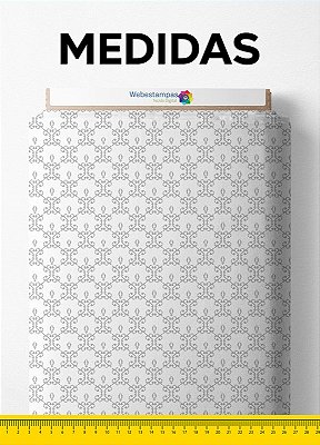 Tecido Cotton Estampa Digital Mini Arabesco Cinza 1,60m de Largura