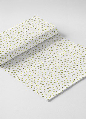 Tecido Cotton Estampa Digital Mini Coroa Amarela 1,60m de Largura