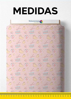 Tecido Cotton Estampa Digital Patinho de Borracha Rosa 1,60m de Largura