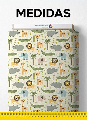 Tecido Cotton Estampa Digital Selva dos Animais 1,60m de Largura