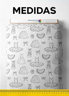 Tecido Cotton Estampa Digital Vestido de Balé 1,60m de Largura