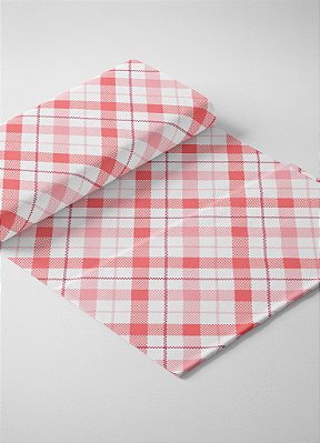Tecido Cotton Estampa Digital Xadrez Tradicinal Vermelho 1,60m de Largura