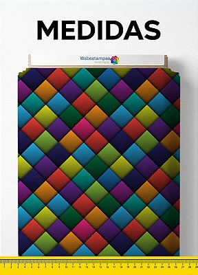 Tecido Microfibra Estampa Digital Losangos Coloridos 3D 1,55m de Largura