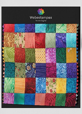 Tecido Microfibra Estampa Digital Patchwork 1 com 1,55m de Largura