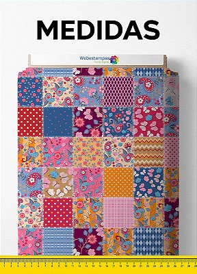 Tecido Microfibra Estampa Digital Patchwork 10 com 1,55m de Largura
