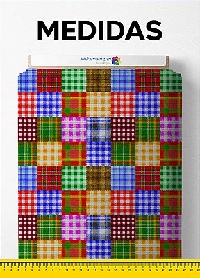 Tecido Microfibra Estampa Digital Patchwork 4 com 1,55m de Largura