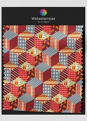 Tecido Microfibra Estampa Digital Patchwork 5 com 1,55m de Largura