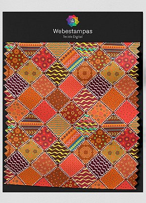 Tecido Microfibra Estampa Digital Patchwork 8 com 1,55m de Largura