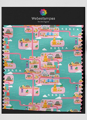 Tecido Microfibra Estampa Digital Mapa 1,55m de Largura