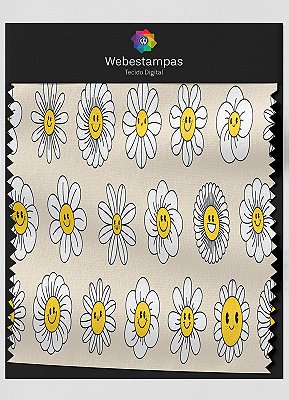 Tecido Microfibra Estampa Digital Daisies 1,55m de Largura