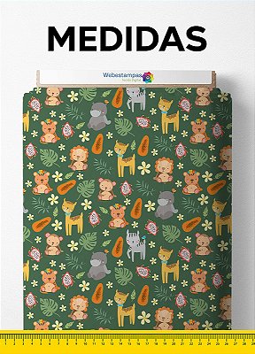 Tecido Micropercal Estampa Digital Baby Animals 1,55m de Largura