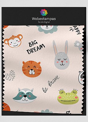 Tecido Micropercal Estampa Digital Happy Animals 1,55m de Largura