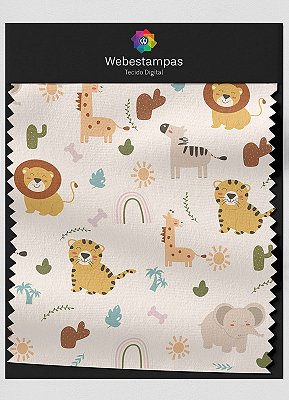 Tecido Micropercal Estampa Digital Savaninha Baby 1,55m de Largura