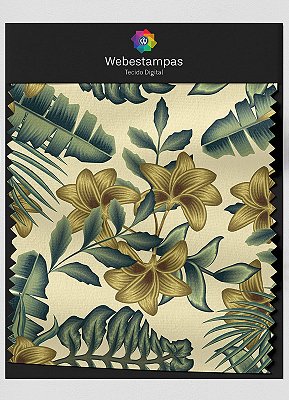 Tecido Micropercal Estampa Digital Folhas 15 com 1,55m de Largura