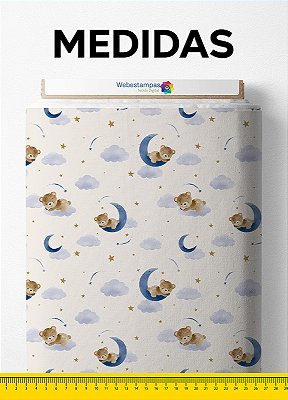 Tecido Micropercal Estampa Digital Urso Dorminhoco 1,55m de Largura