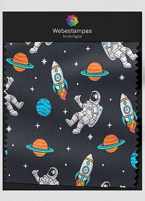 Tecido Micropercal Estampa Digital Astronauta no Espaço 1,55m de Largura