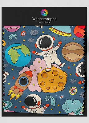 Tecido Micropercal Estampa Digital Astronauta no Asteróide 1,55m de Largura