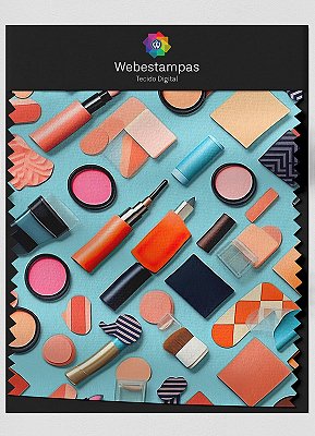 Tecido Micropercal Estampa Digital Make-up 1,55m de Largura