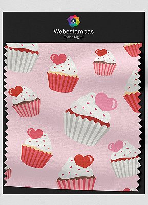 Tecido Tactel Estampa Digital Love Cupcake 1,55m de Largura