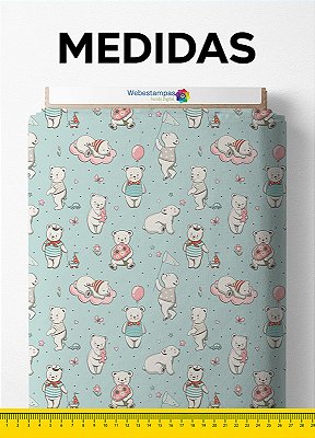 Tecido Tactel Estampa Digital Urso Polar Fofinho 1,55m de Largura