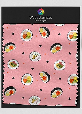 Tecido Helanca Estampa Digital Sushi 1,55m de Largura