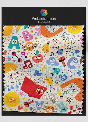 Tecido Helanca Estampa Digital ABC 1,55m de Largura