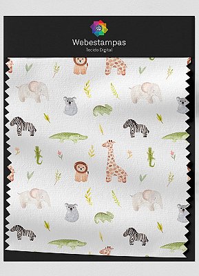 Tecido Oxford Estampa Digital Aquarela Bichinhos 1,55m de Largura