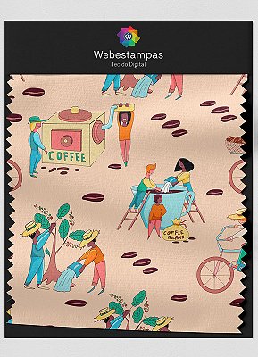 Tecido Oxford Estampa Digital Cofee Beans 1,55m de Largura