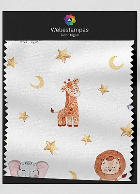 Tecido Oxford Estampa Digital Bichinhos e Estrelinhas 1,55m de Largura