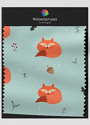 Tecido Oxford Estampa Digital Raposa Dorminhoca 1,55m de Largura