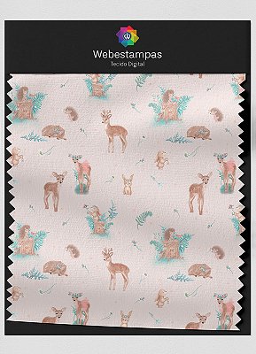 Tecido Oxford Estampa Digital Animais do Bosque 1,55m de Largura