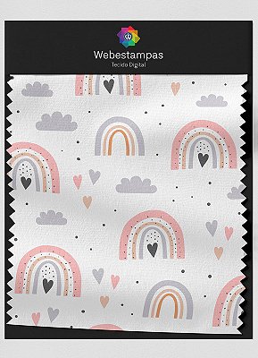 Tecido Oxford Estampa Digital Arco-íris Rosa e Cinza 1,55m de Largura