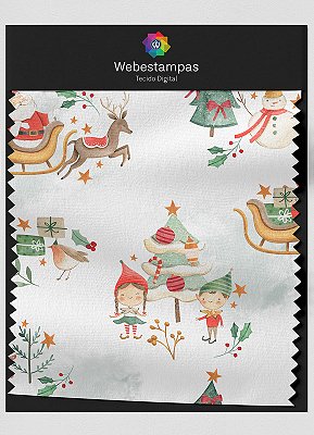 Tecido Oxford Estampa Digital Papai Noel 1,55m de Largura