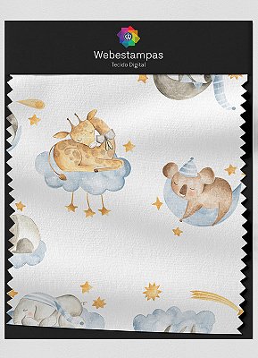 Tecido Oxford Estampa Digital Soneca dos Bichinhos Azul 1,55m de Largura