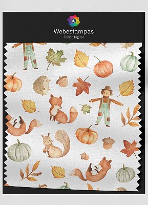 Tecido Oxford Estampa Digital Outono dos Bichinhos 1,55m de Largura