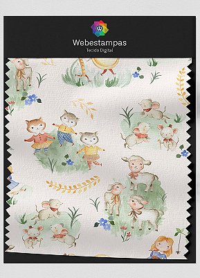 Tecido Oxford Estampa Digital Ciranda dos Bichinhos 1,55m de Largura