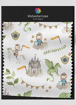 Tecido Oxford Estampa Digital Cavaleiros 1,55m de Largura