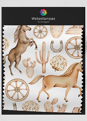 Tecido Oxford Estampa Digital Cavalos Lindos 1,55m de Largura