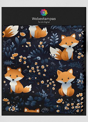 Tecido Oxford Estampa Digital Raposa Linda 1,55m de Largura