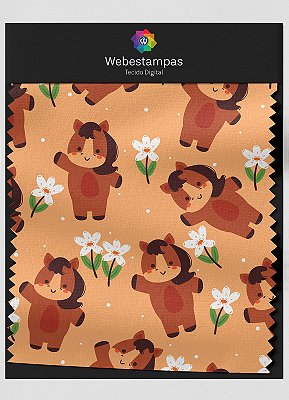 Tecido Oxford Estampa Digital Cavalinho Feliz 1,55m de Largura