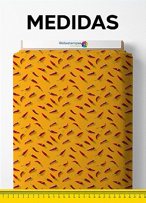 Tecido Oxford Estampa Digital Pimena Fundo Amarelo 1,55m de Largura
