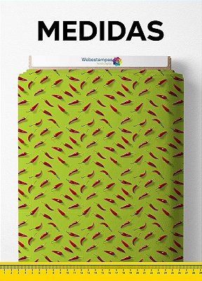 Tecido Oxford Estampa Digital Pimenta Fundo Verde 1,55m de Largura