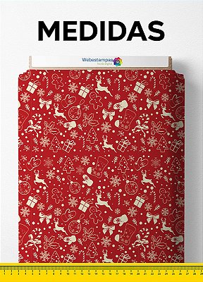 Tecido Oxford Estampa Digital Rena Fundo Vermelho 1,55m de Largura