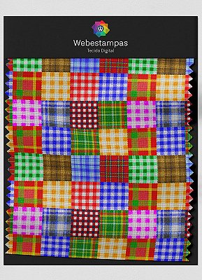 Tecido Oxford Estampa Digital Patchwork 4 com 1,55m de Largura