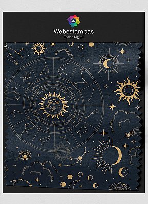 Tecido Oxford Estampa Digital Astrologia 1,55m de Largura