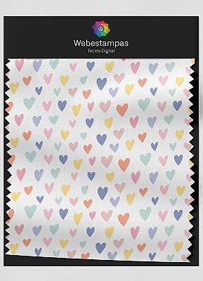 Tecido Oxford Estampa Digital Mini Coraçãozinhos Coloridos 1,55m de Largura