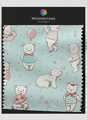 Tecido Oxford Estampa Digital Urso Polar Fofinho 1,55m de Largura