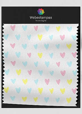 Tecido Oxford Estampa Digital Corações Coloridinhos 1,55m de Largura