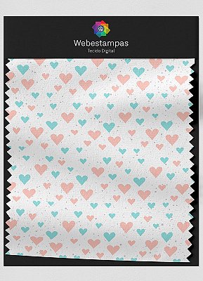 Tecido Oxford Estampa Digital Corações Laranja e Verde 1,55m de Largura